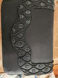 Black Satin Like Purse Black Beads For Evening 