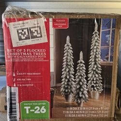 Set Of Flocked Christmas Trees