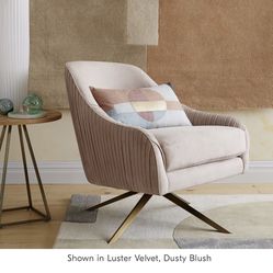 West Elm Velvet Pleated Swivel Chair And ottoman