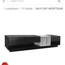 TV Stand with Open and Hidden Storage - Black