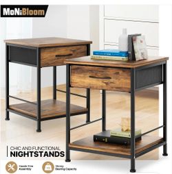 Set of 2 Bedside Nightstand