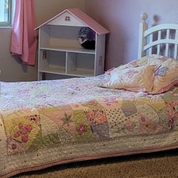 Girls White Twin Bed- Mattress Included