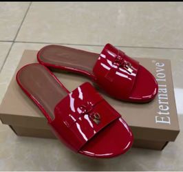 Eternal Love Red Patent Slide Sandals