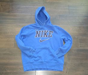 Vintage Y2K Nike Swoosh Spell Out Pullover Hoodie Blue Sz L Retro 90's Gorpcore Cash Only