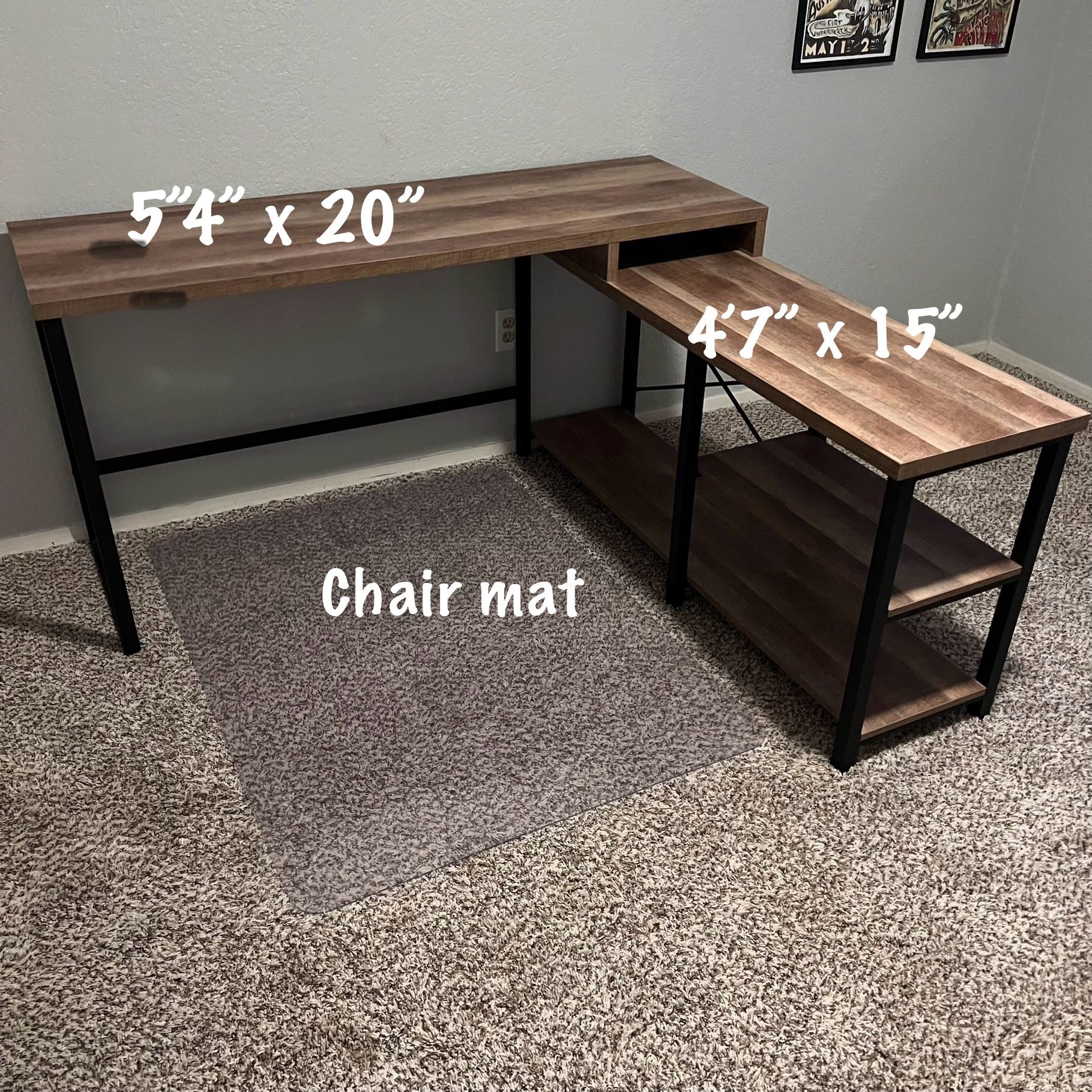 L-Shaped Desk With Chair Mat
