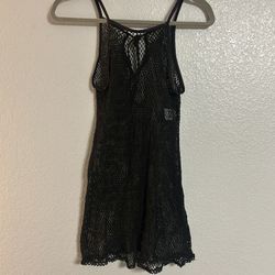 Women’s black fishnet stretch cover-up dress size medium