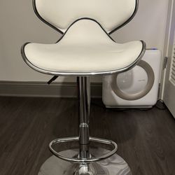 Claudine contemporary Cozy Mid-Back Vinyl Adjustable Height, Barstool With Chrome Base