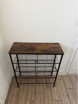 Wood and metal shelf