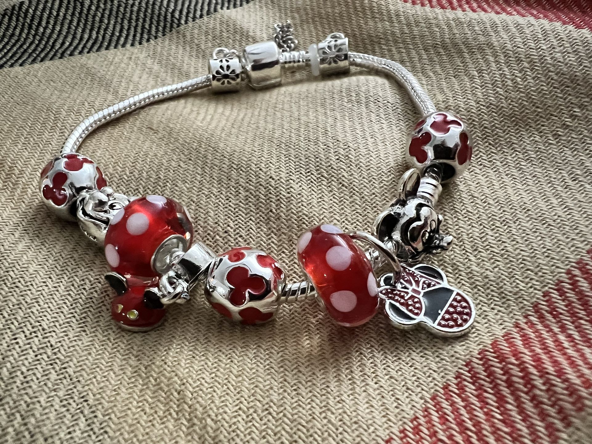 Mickey & Minnie Mouse Love Charm Bracelet with charm lock