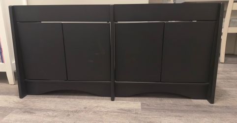 Black Wood Storage Cabinet with Doors