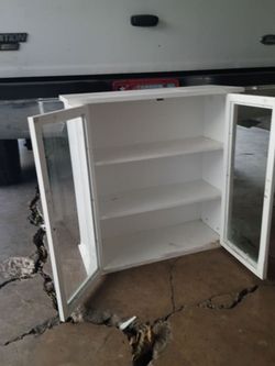 White Medicine Cabinet with Glass Doors
