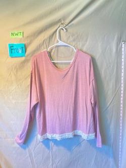 Xhilaration Women's Country Rose Lace Detail Long Sleeve Sleepwear Top XXL NWT