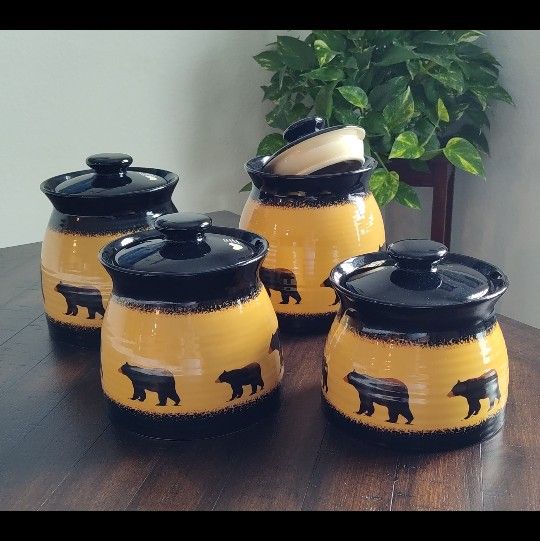 Big Sky Carvers Brushwerks Bears Canister Set