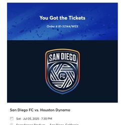 2 Tickets For SDFC Game 7/5/25