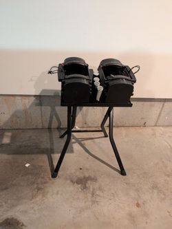 PowerBlock EXP Adjustable Dumbbells along with stand
