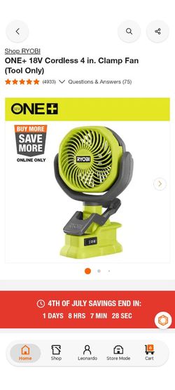 ONE+ 18V Cordless 4 in. Clamp Fan (Tool Only