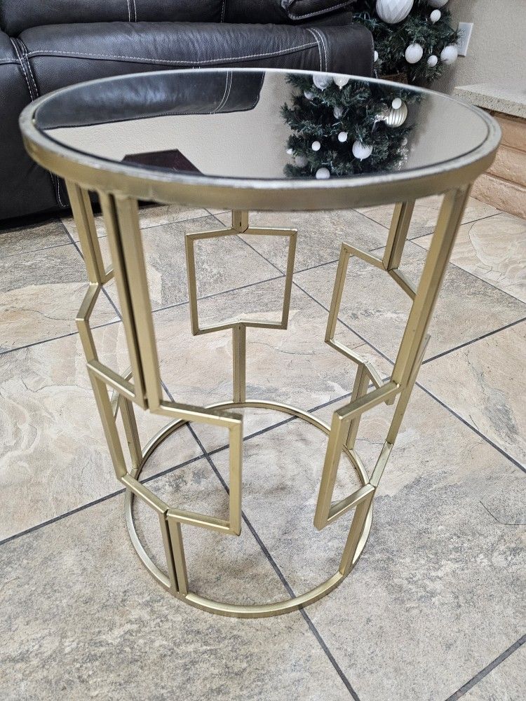 Modern Side Table with Mirrored Top