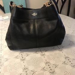 Coach Shoulder Bag Purse -black leather 