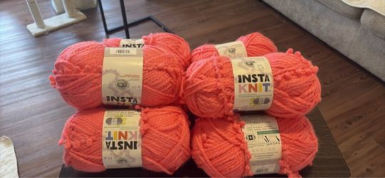 Lion Brand Insta Knit Yarn – Coral, 8 Skeins