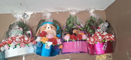 Valentine Gift Artificial Flowers With Plush