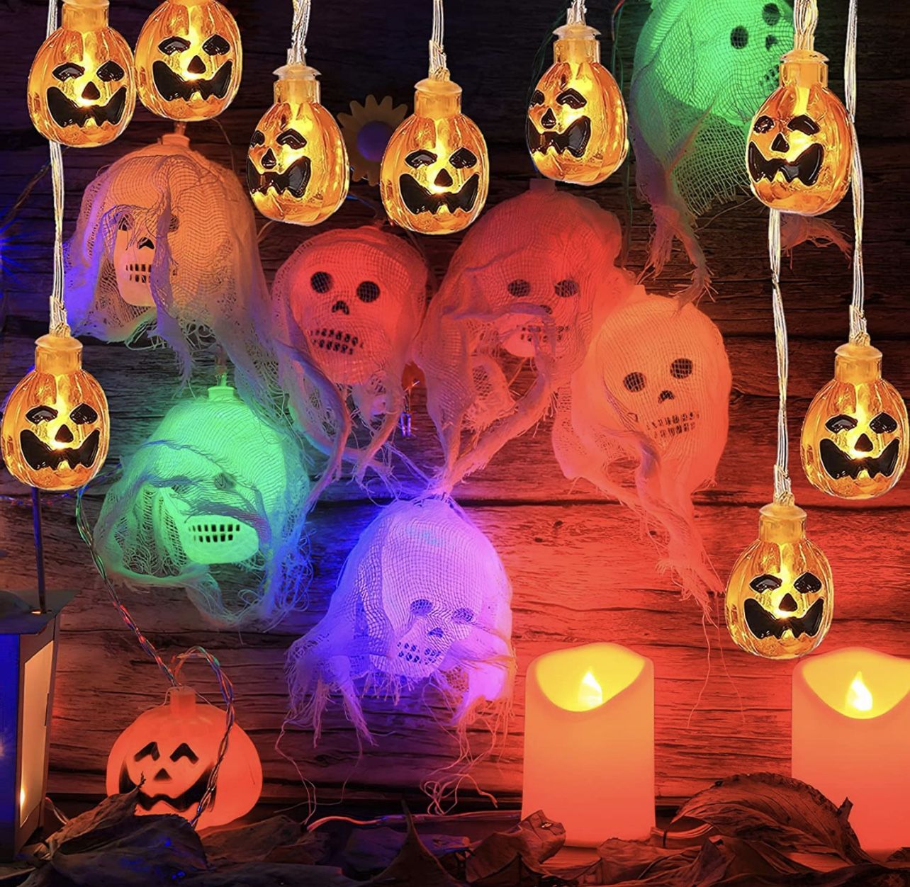 Halloween String Lights Decorations Skull and Pumpkins Led String Lights