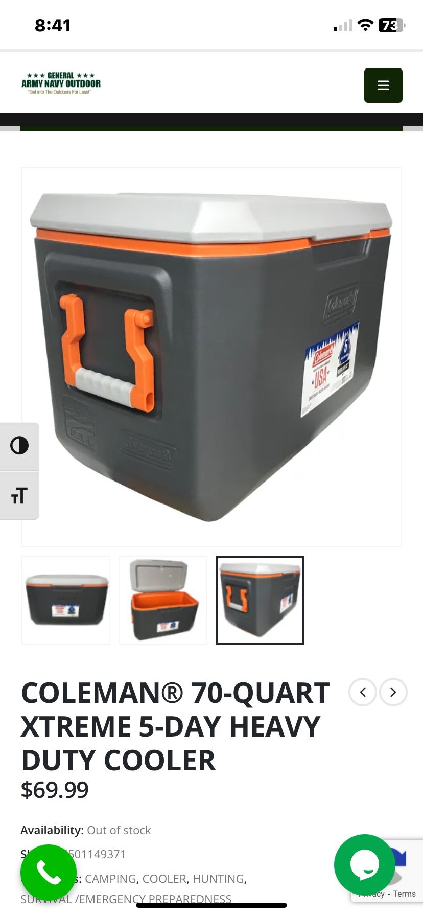 Coleman Cyrene 70 Quart Insulated Heavy Duty Cooler Keeps Ice For 5 Days Used Only Once And Tag Is Attached