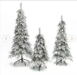 3 ft. 4 ft. 5 ft. 3-Piece Prelit Flocked Artificial Christmas Tree Set with Lights and Metal Stand