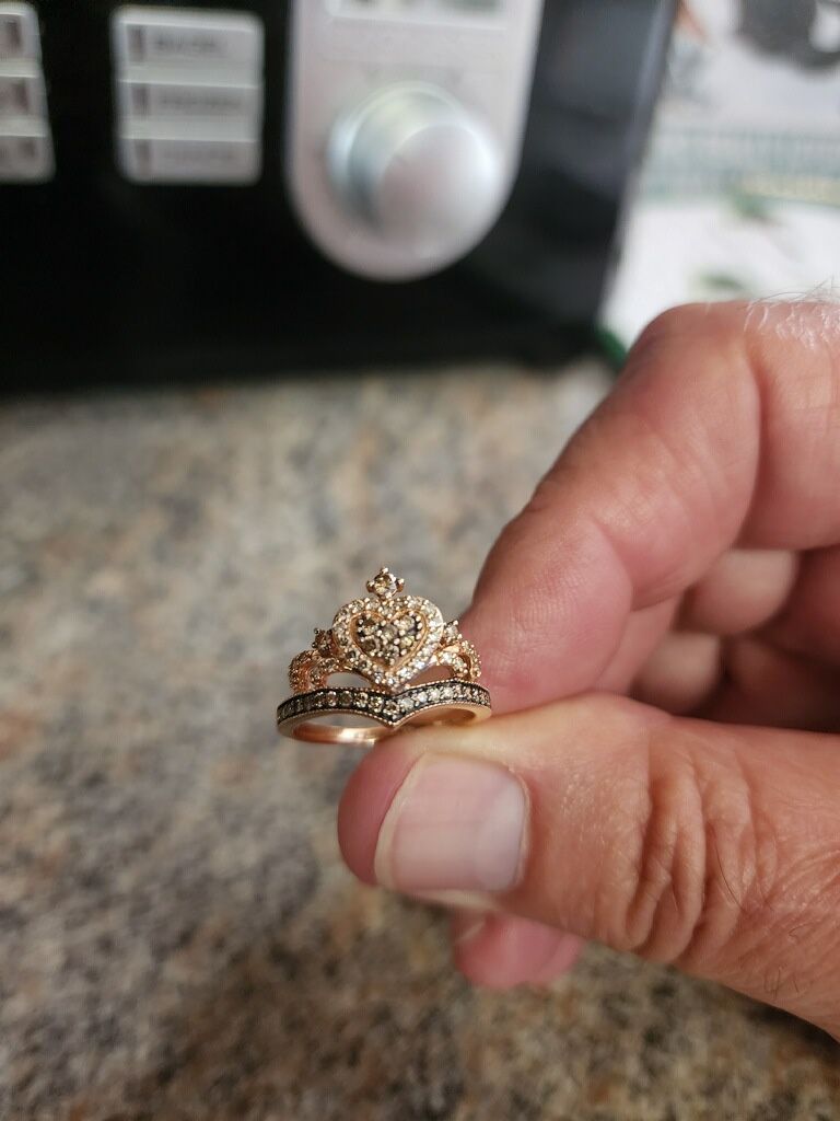Le Vain Chocolate Diamond Royalty Tiara Ring 1/2 Ct Tw 14K Honey Gold