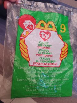 Claude The Crab McDonald's Beanie Baby With Error