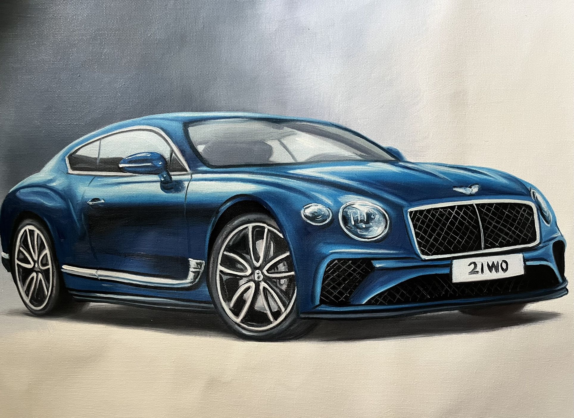 Bentley Car Oil Painting On Canvas 100% Hand Painted Not Printed