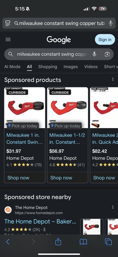 Milwaukee Copper Tubing Cutter