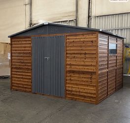 New 8’x10’ Outdoor Cedar Wood Storage Shed Metal Door and top
