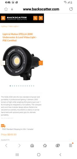 Light & Motion STELLA 2000 Underwater & Land Video Light - PSE Certified

