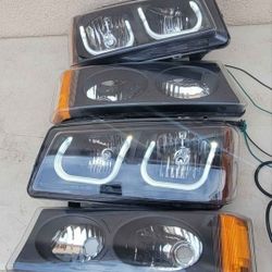03-06 Chevrolet Silverado Avalanche LED DRL Headlights Luces Micas Calaveras Faros Faroles Focos Che