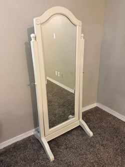 White Wood Cheval Floor Mirror