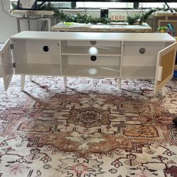 White Entertainment Center & End Table