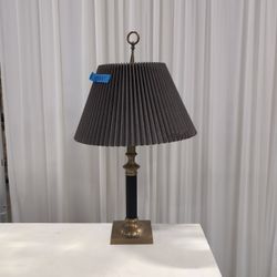Brass and Black Accent Table Lamp with Pleated Shade