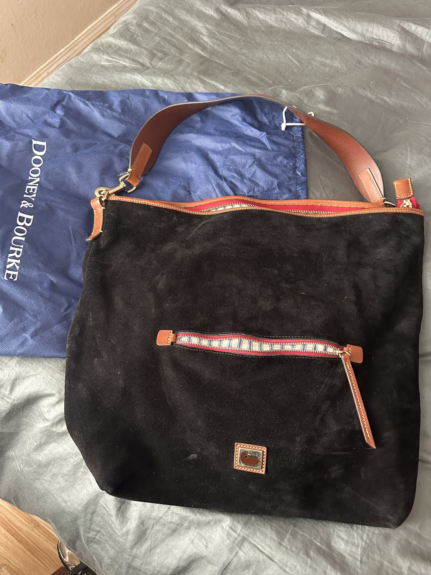 Dooney & Bourke Women's Suede Large Black Sac Leather Shoulder Bag