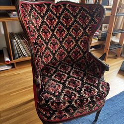 MCM vintage bergère–style wingback chair