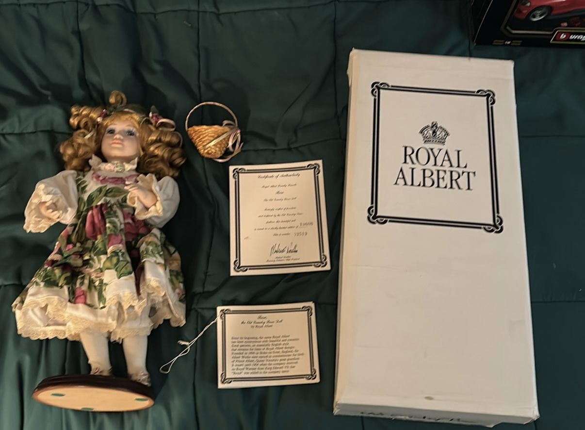 16" Royal Albert Old Country Roses Porcelain Doll w/ Stand  "Rose"