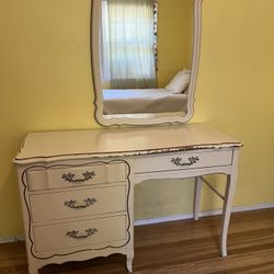 Vintage Desk/Vanity, Mirror and Chair By La Coquette 