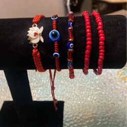 5 Red Bracelets