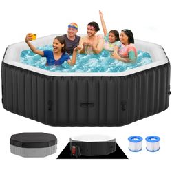 MOPHOTO 6 Person Inflatable Hot Tub Octagonal W Heater Pump/Filter/Spa Cover