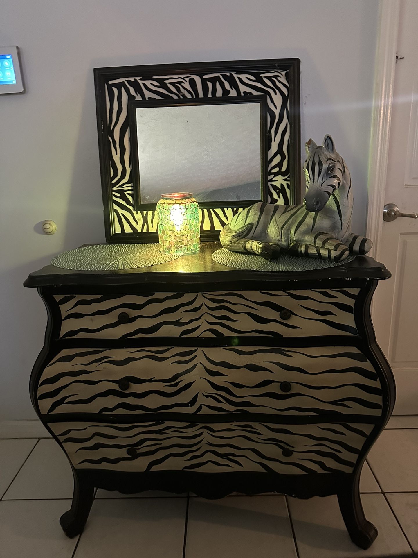 Zebra Dresser With Matching Mirror