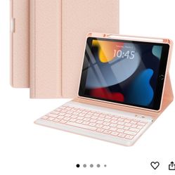 Teclado y funda para iPad de 7ª/8ª/9ª generación de 10.2 pulgadas 2018/2020/2021, iPad Air 3 2019, iPad Pro 2017 de 10.5 pulgadas con soporte para láp