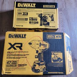 Dewalt Impact Wrench 1/2 with battery 5.0 and charger $285.  Hammer Rotary Tool Only new $265. new