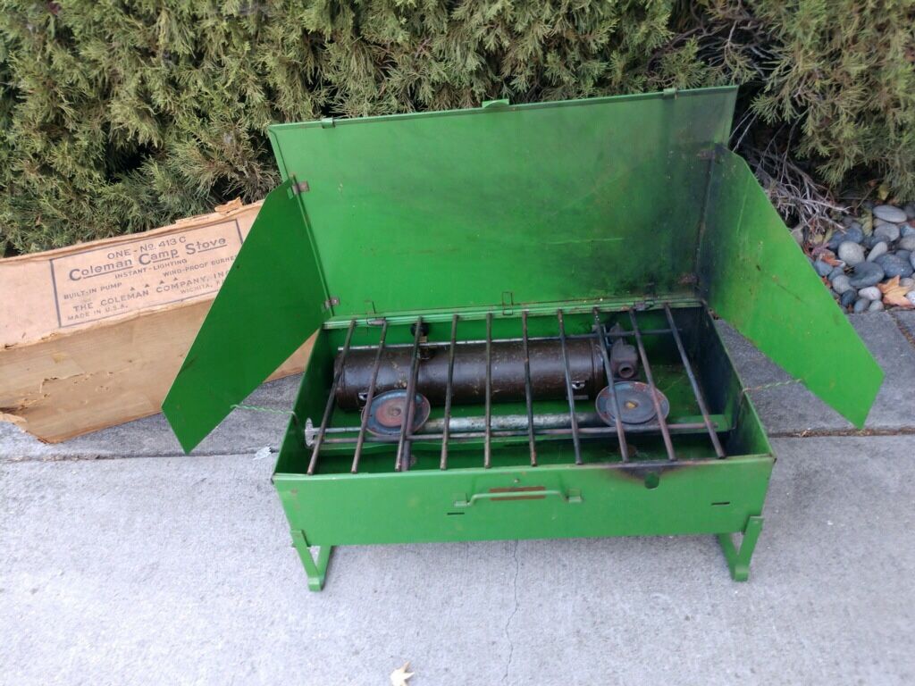 Vintage Coleman Camping Collection. Picnic table, stove,jug