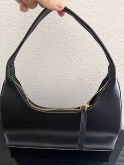 Women's Black Shoulder Bag - Small Hobo Style, Gold Zipper - New