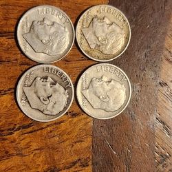 4 1960s Silver Dimes