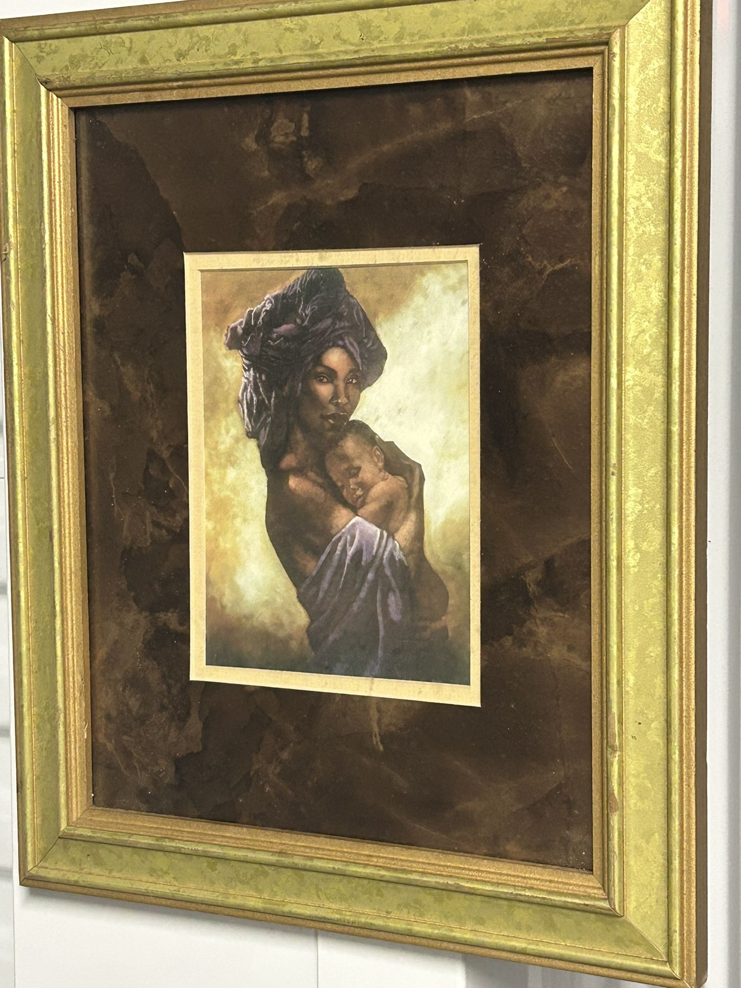 Framed Mother & Child Art Print – Gold Frame, Ready to Hang